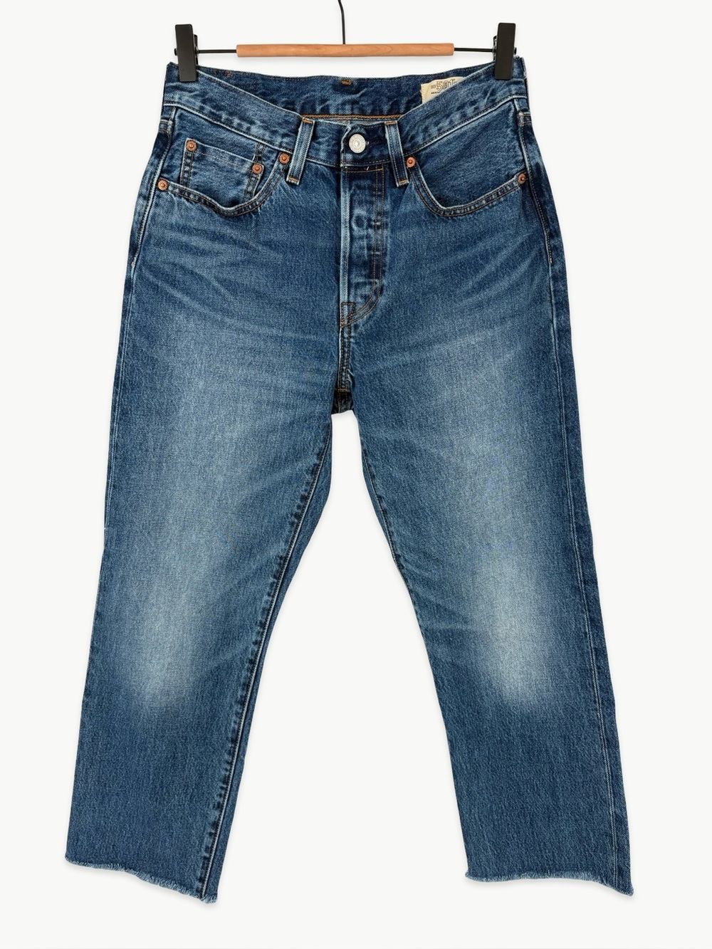 Levi's 501 150th Birthday Selvedge Jeans Size 26 in Gold Digging Cropped Raw Hem